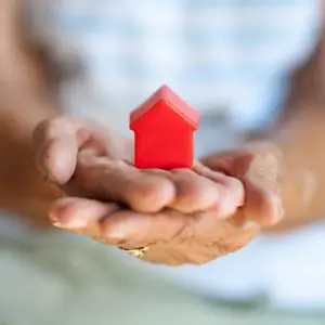 Gifting concept: Elderly woman and her property